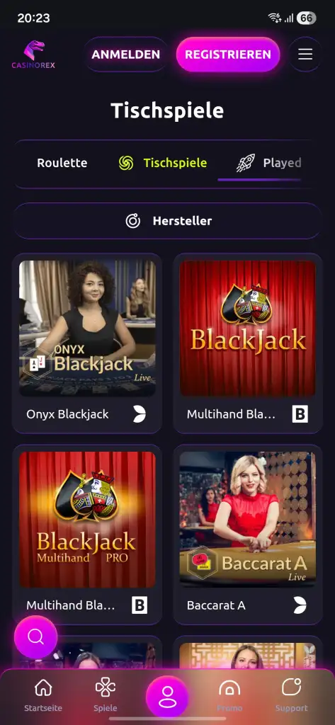 Casino Rex App Spieleangebot